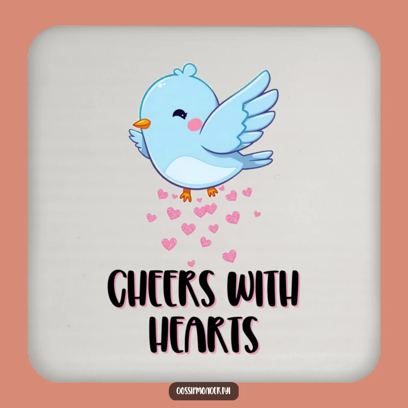Funny Bluebird Hearts Coaster: Protects Surfaces Playful Flutter, Perfect Funny Gift for Tables