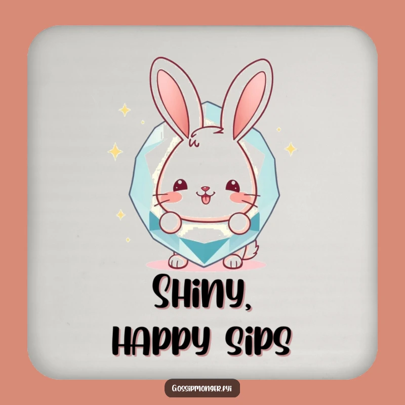 Funny Bunny Gemstone Coaster: Protect Surfaces with Cheerful Peek, Funny Gift