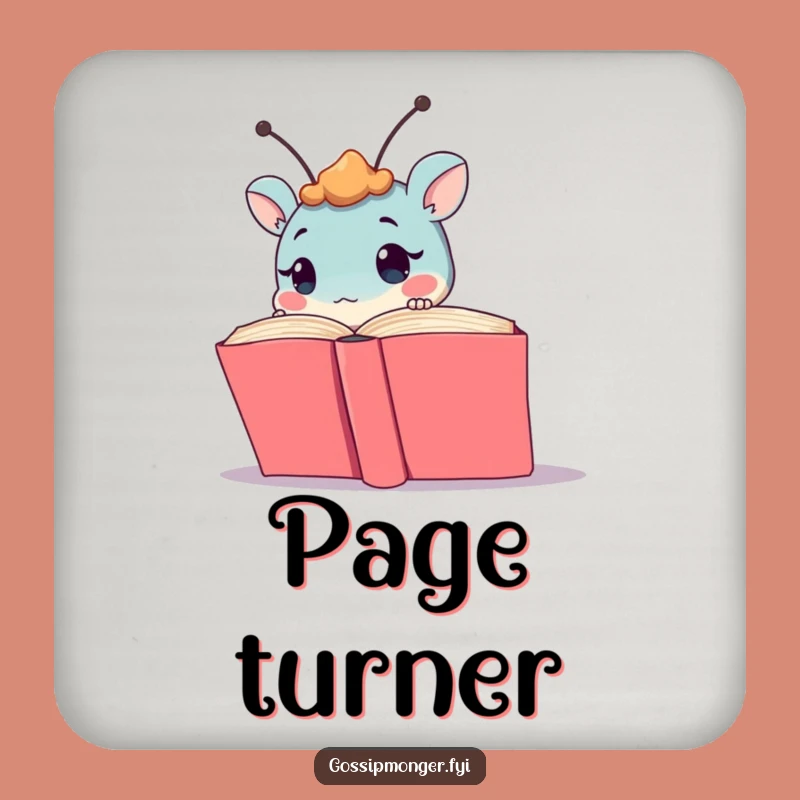 Funny Curious Creature Coaster - Humorous Bookworm's Drink Protector