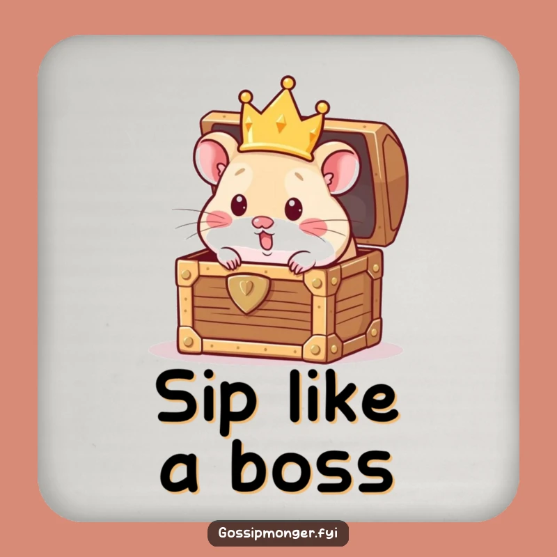 Funny Hamster Crown Coaster: Protect Surfaces with Treasure Peek, Funny Gift