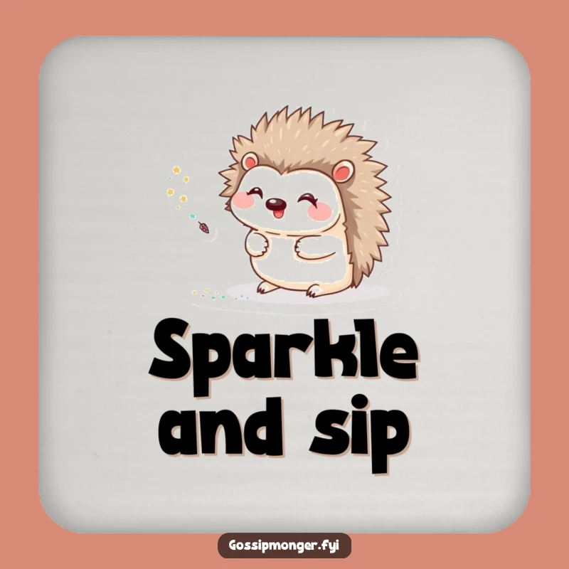 Funny Hedgehog Coaster: Protect Surfaces With Sparkle, Funny Gift