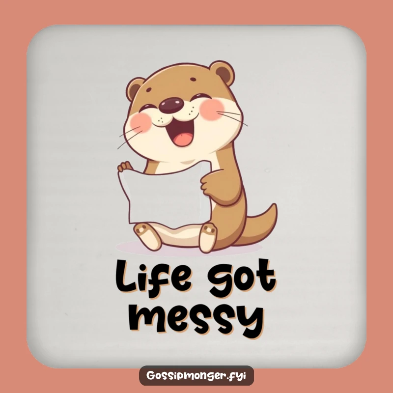 Funny Otter Coaster: Giggling Otter Protects Surfaces with Crumpled Paper Humor