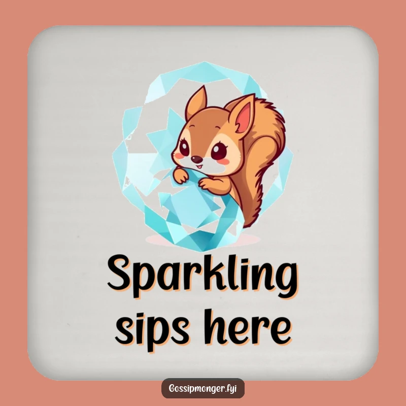 Funny Squirrel Gem Coaster: Protect Surfaces With Sparkle - Great Funny Gift
