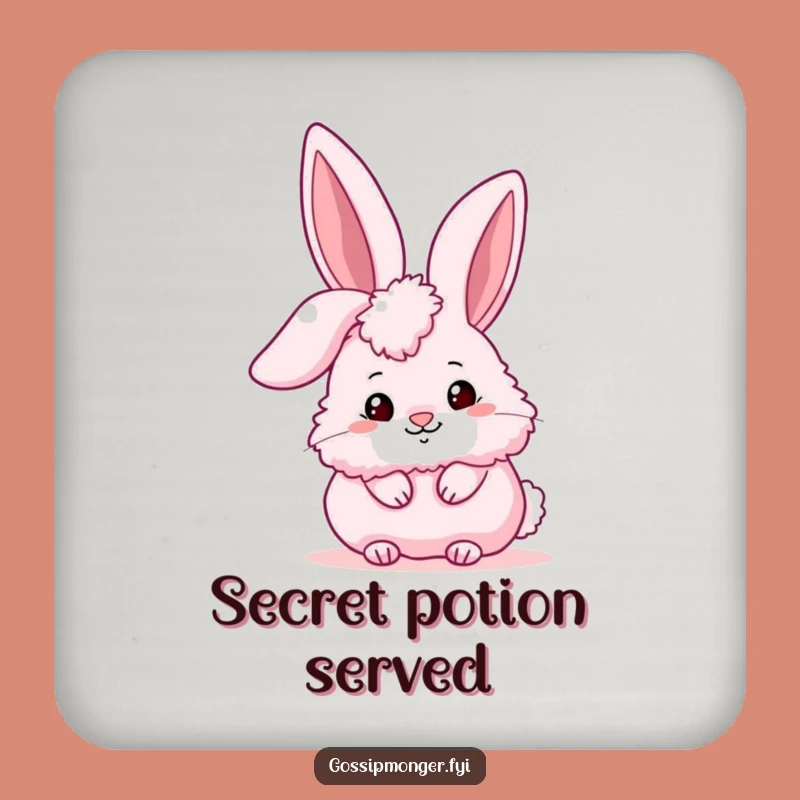 Funny Pink Bunny Ear Coaster - Protect Surfaces with Cute Secrecy