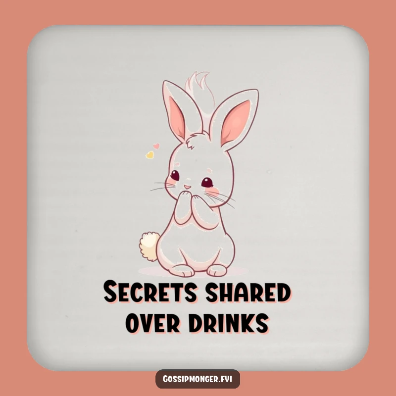 Funny Kawaii Rabbit Secret Keeper Coaster, Cute Bunny Drink Protector Gift