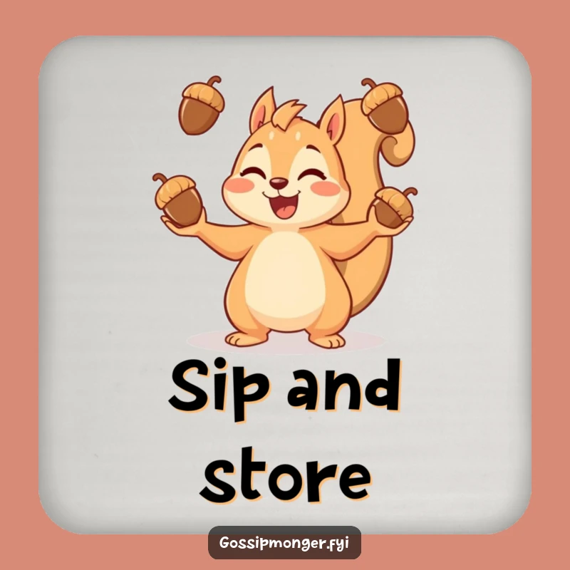 Funny Squirrel Coasters: Protect Surfaces with Acorn Juggling Charm