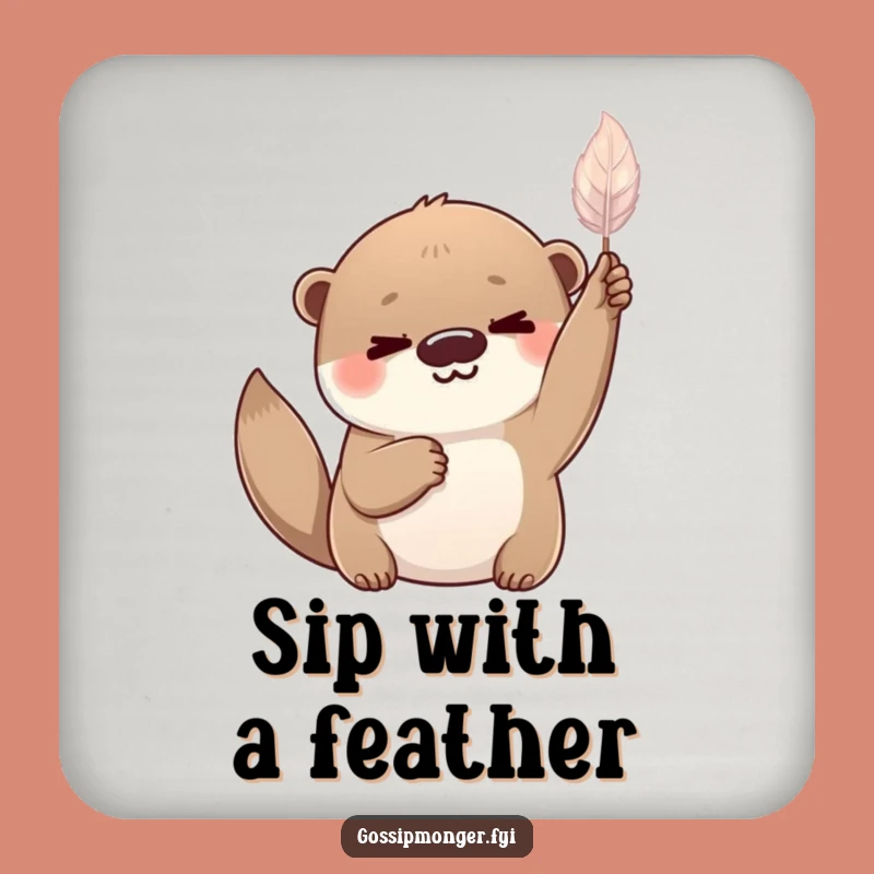 Funny Otter Feather Coaster: Protect Surfaces With Whimsical Charm