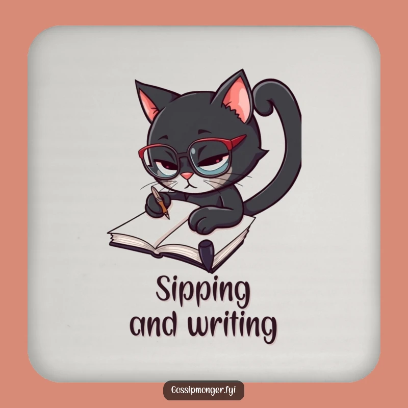 Funny Intellectual Cat Coaster: Protect Surfaces With Witty Charm