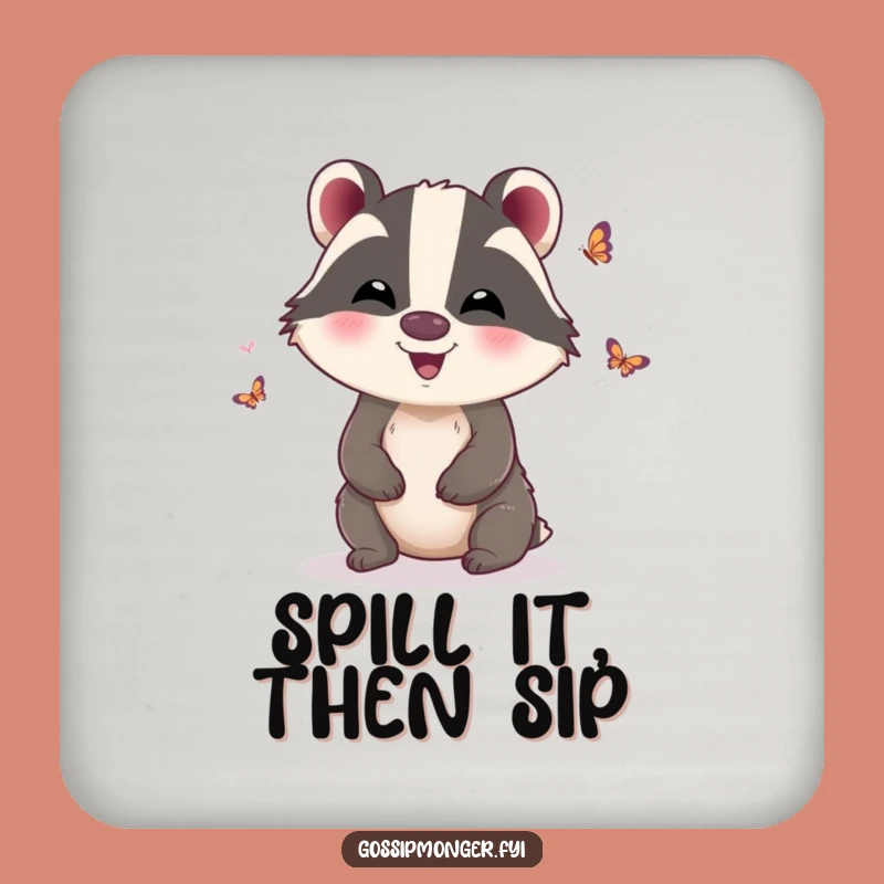 Funny Badger Butterfly Wings Coaster: Protect Surfaces with Giggles, Funny Gift