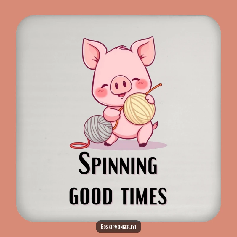 Funny Piglet Coaster - Yarn Ball Spinning Table Protector Gift