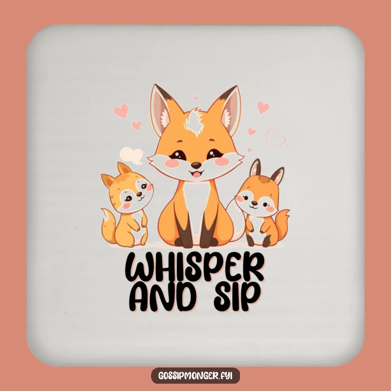 Funny Fox Woodland Whispers Drink Coaster: Sip and Share Secrets