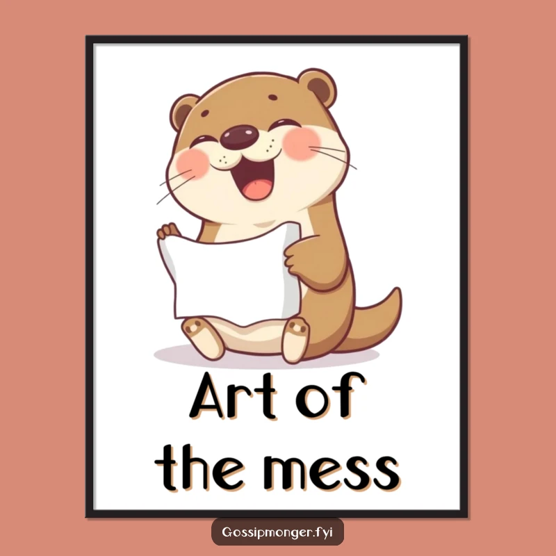 Funny Otter Poster: Giggling Otter with Crumpled Paper, Hilarious Wall Art Gift