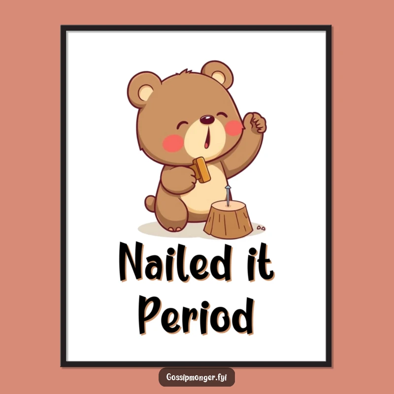 Funny Bear Wall Art: Determined Carpenter For A Hilarious Home Decor Gift
