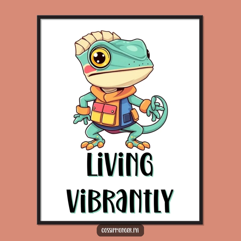 Funny Chameleon Fashion Poster - Vibrant & Hilarious Style Wall Art