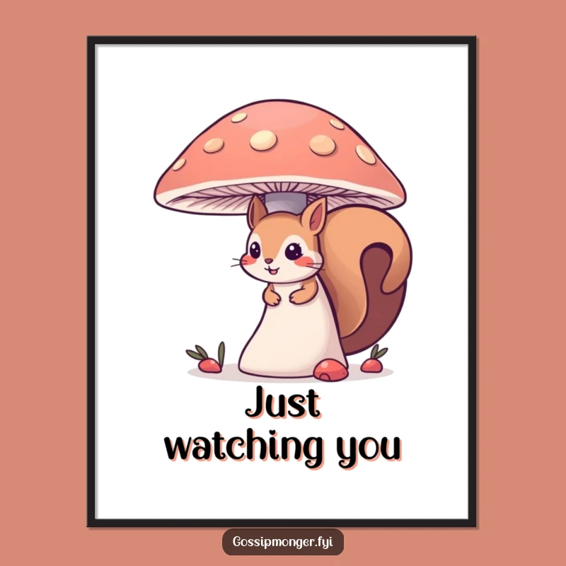 Funny Curious Squirrel Poster - Enchanting Woodland Wall Art