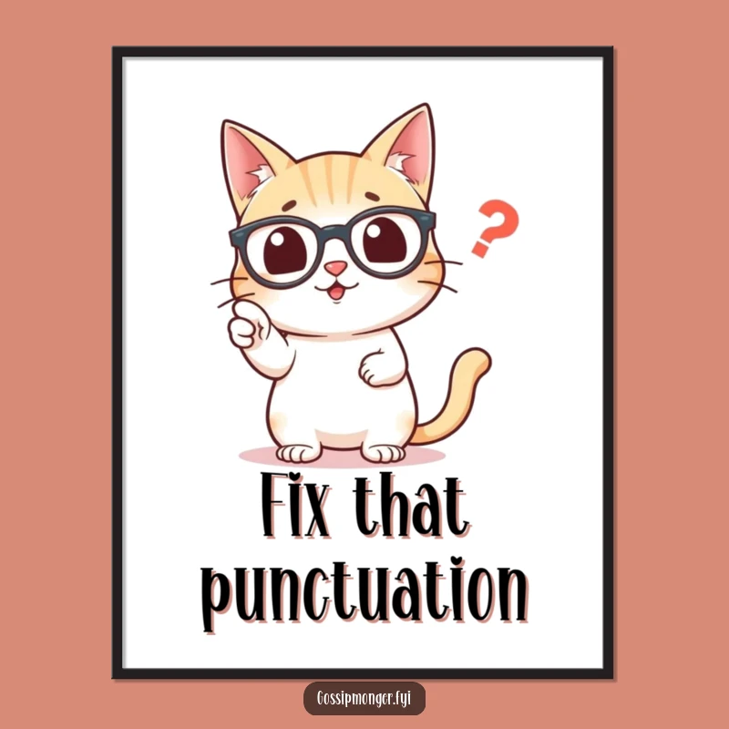 Funny Grammar Cat Poster: Decorate with Punctuation Prowess
