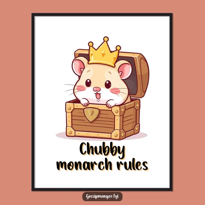Funny Hamster Crown Poster: Curious Treasure Art, Perfect Funny Gift Decor