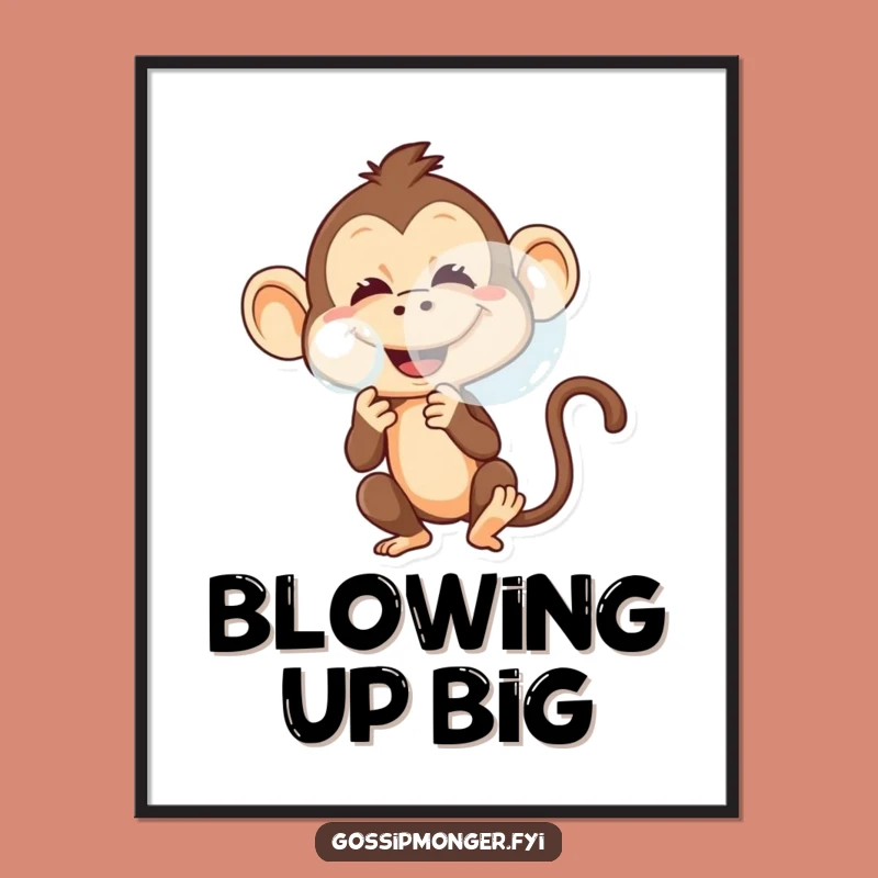 Funny Monkey Wall Art: Mischievous Blower For A Hilarious Decor Gift