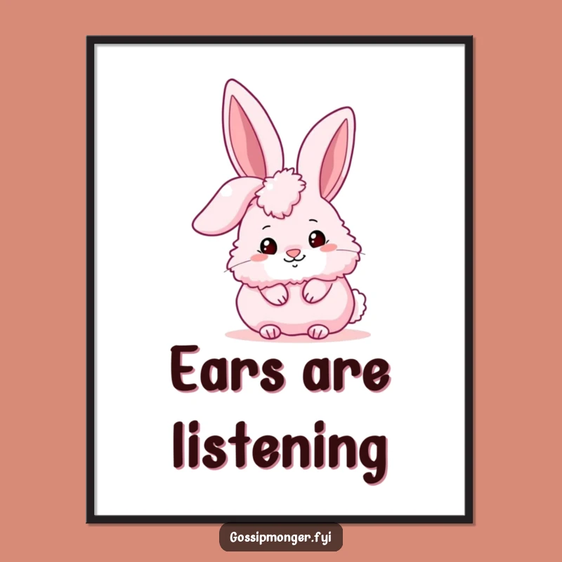 Funny Pink Bunny Ear Poster - Adorable & Humorous Wall Decor