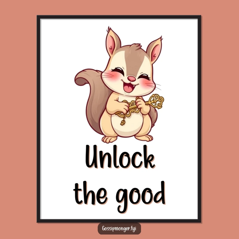 Funny Squirrel Key Poster: Mischievous Giggle Wall Art