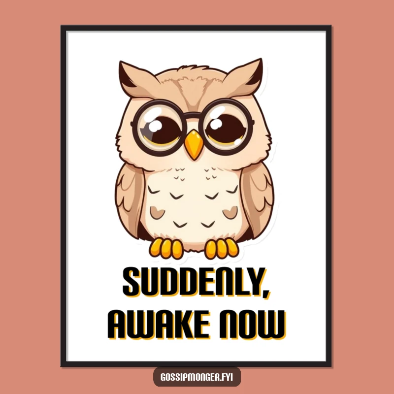 Funny Surprised Owl Poster: Shocking Gentlemanly Art for Your Walls