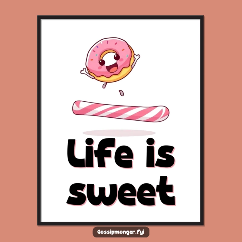 Funny Donut Candy Cane Poster - Vibrant & Hilarious Sweet Treat Wall Art