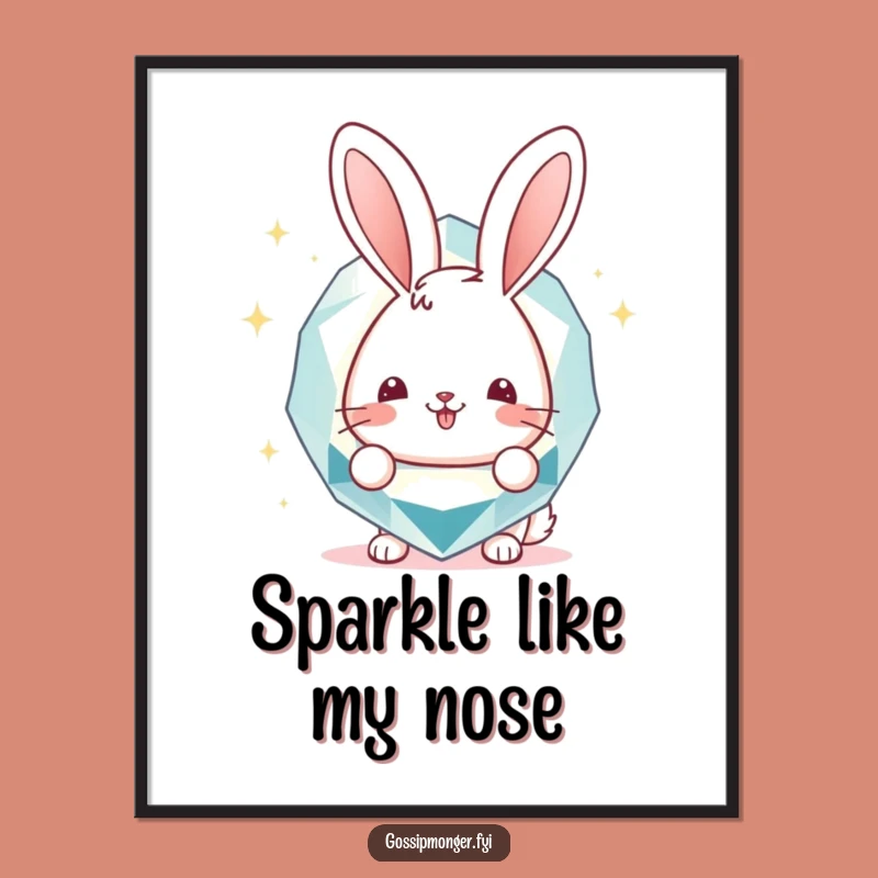 Funny Bunny Gemstone Poster: Cheerful Peek Art Print, Perfect for Funny Gift Decor