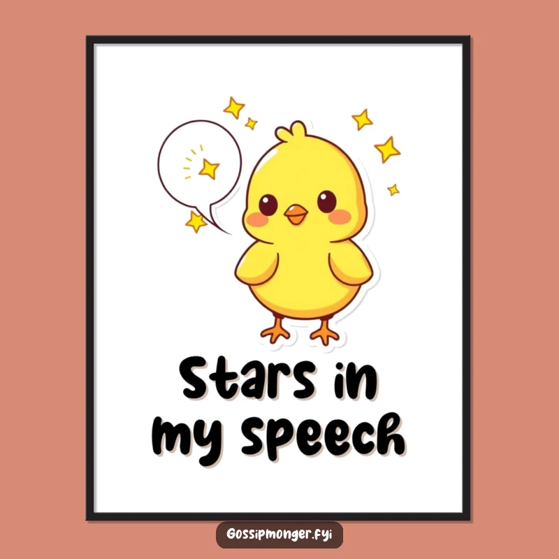 Funny Chick Starry Thoughts Poster - Whimsical Bird Art Gift