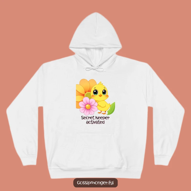 Funny Chick Whispering Secrets Hoodie: Cozy Oversized Eyes, Ultimate Funny Gift for Bird Lovers