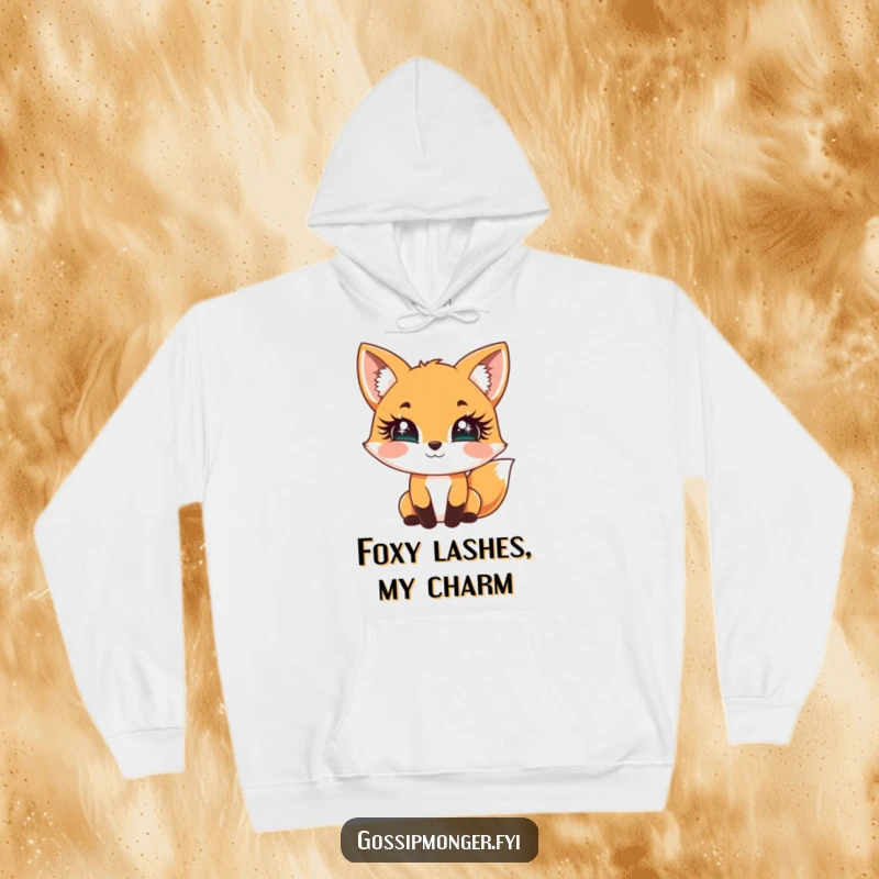 Funny Fox Hoodie: A cheerful fox playfully bats its oversized, sparkly eyelashes, offering cozy and humorous charm.