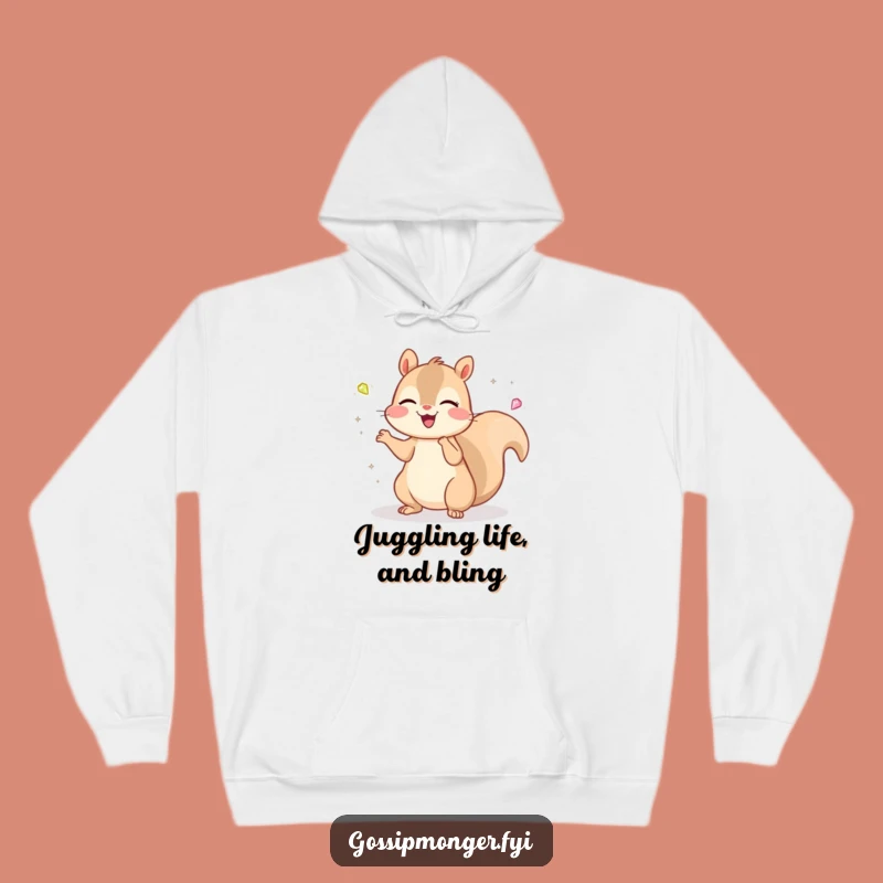 Funny Kawaii Squirrel Gem Juggler Hoodie, Cozy Cheerful Critter Lover Gift