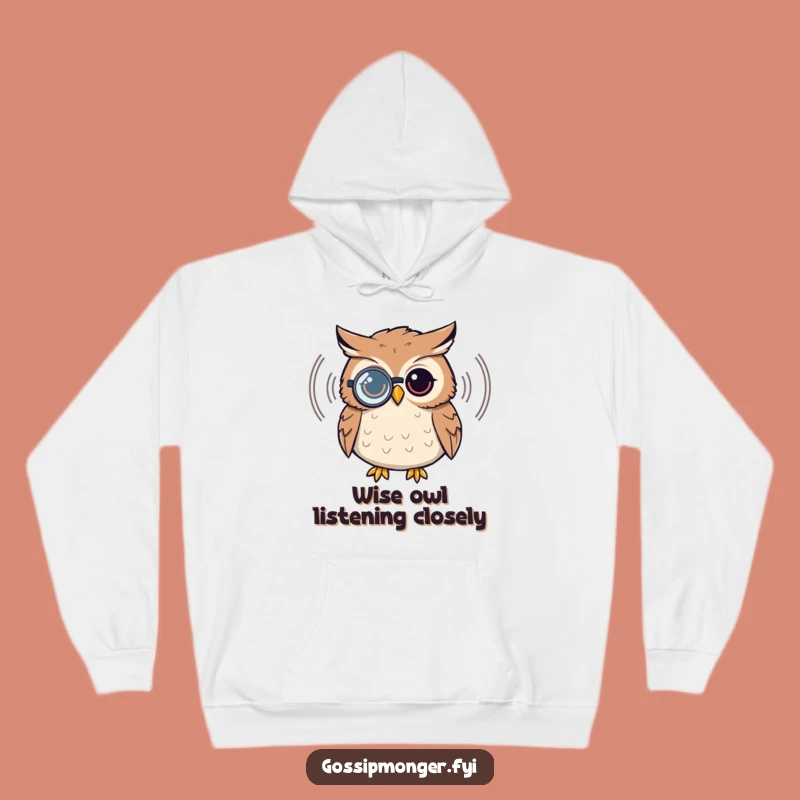 Funny Owl Hoodie - Cozy Monocle Listening Character Sweatshirt Gift