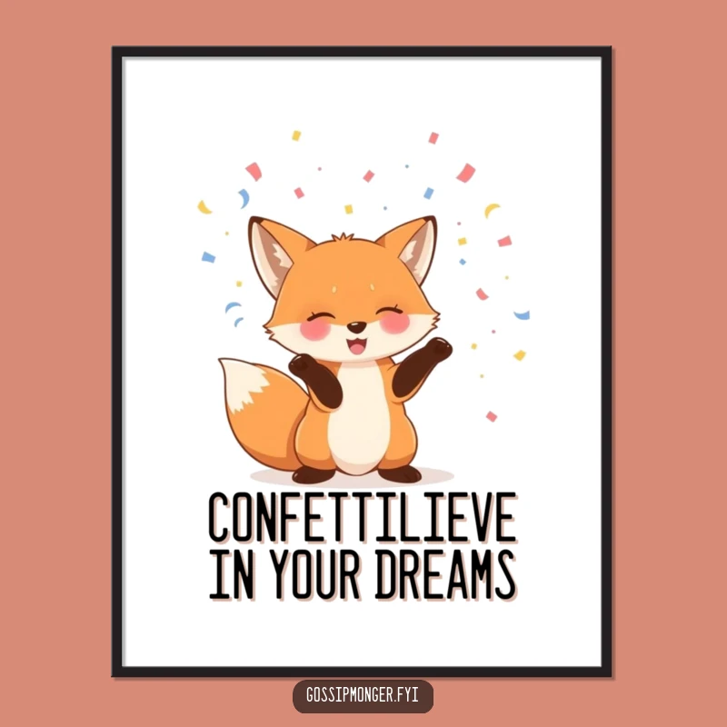 Free Printable Fox Art: Giggling Confetti Whimsy, Downloadable Wall Art for Joyful Decor