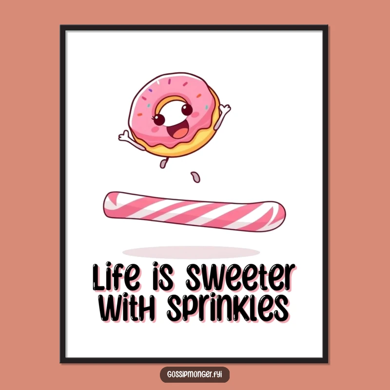 Free Printable Donut Wall Art: Funny Candy Cane Bounce Joyful Downloadable Decor