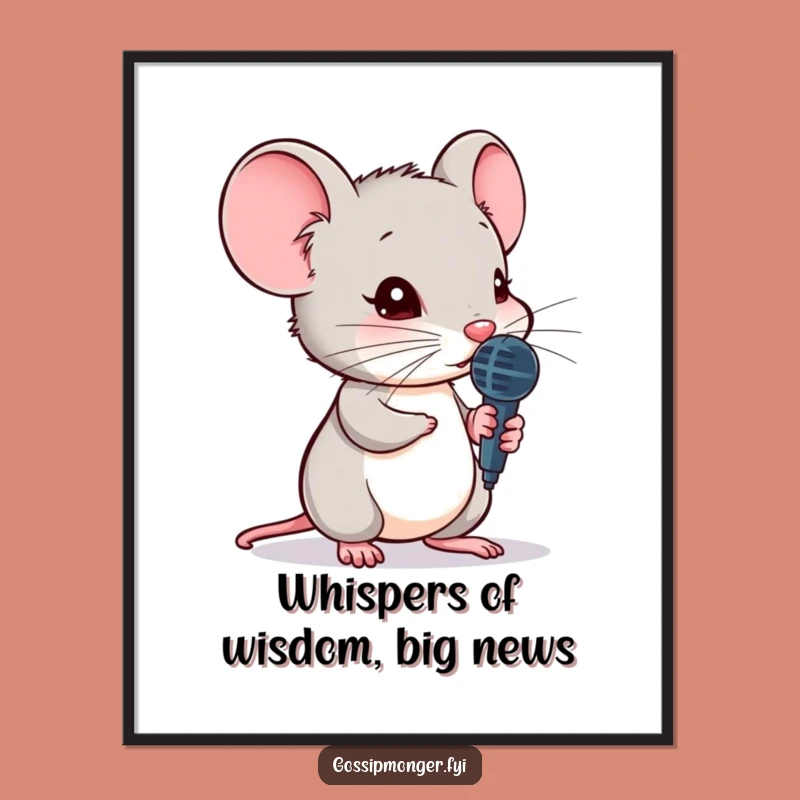 Free Printable Funny Wall Art: Mouse Microphone Secret, Intriguing Downloadable Decor for Curious Spaces