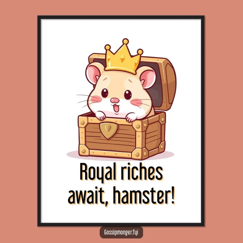 Free Printable Wall Art: Funny Hamster King Treasure, Humorous Downloadable Decor!