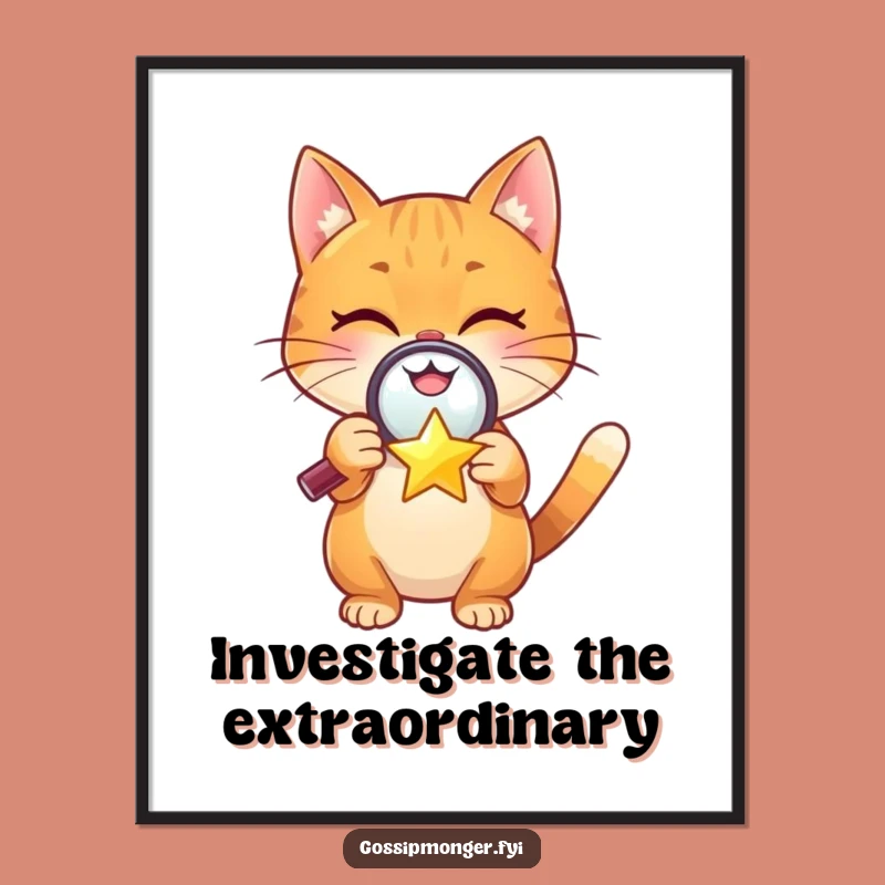 Funny Cat Art Free Printable: Curious Orange Cat Downloadable Wall Decor