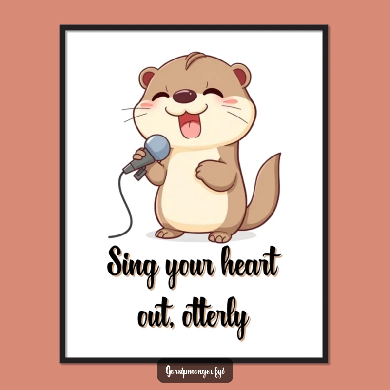 Funny Free Printable Wall Art: Giggling Otter Rockstar - Downloadable Decor Gift