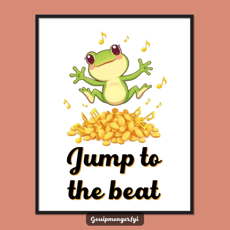Funny Frog Art Free Printable: Leaping Musician Downloadable Wall Decor