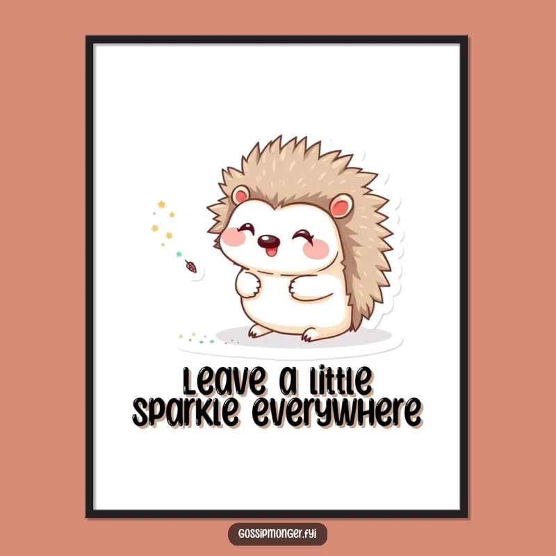 Funny Free Printable Wall Art: Hedgehog's Glitter Trail of Joy