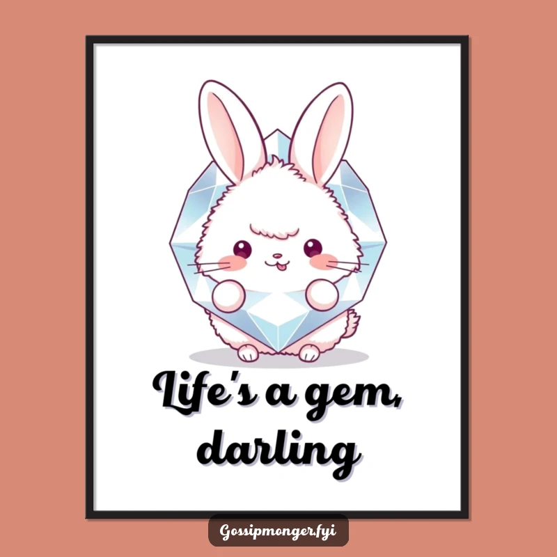 Free Printable Wall Art: Bunny Diamond Sparkle Funny Decor Downloadable Art