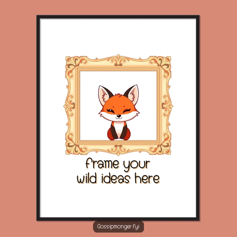Mischievous Fox Frame Printable Wall Art - Free Downloadable Quirky Decor