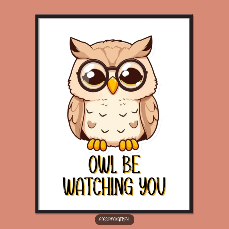 Free Printable Wall Art: Surprised Owl Monocle Wit - Downloadable Home Decor