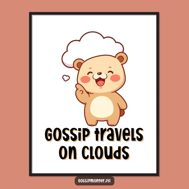 Playful Free Printable Kawaii Bear Art - Gossipy Cloud Downloadable Decor