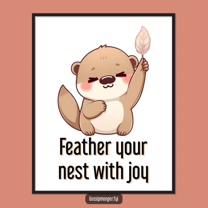 Playful Otter Feather Printable Wall Art - Free Downloadable Whimsical Decor