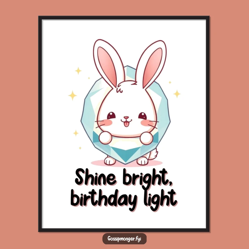 Free Printable Wall Art: Funny Bunny Gemstone, Humorous Downloadable Home Decor!