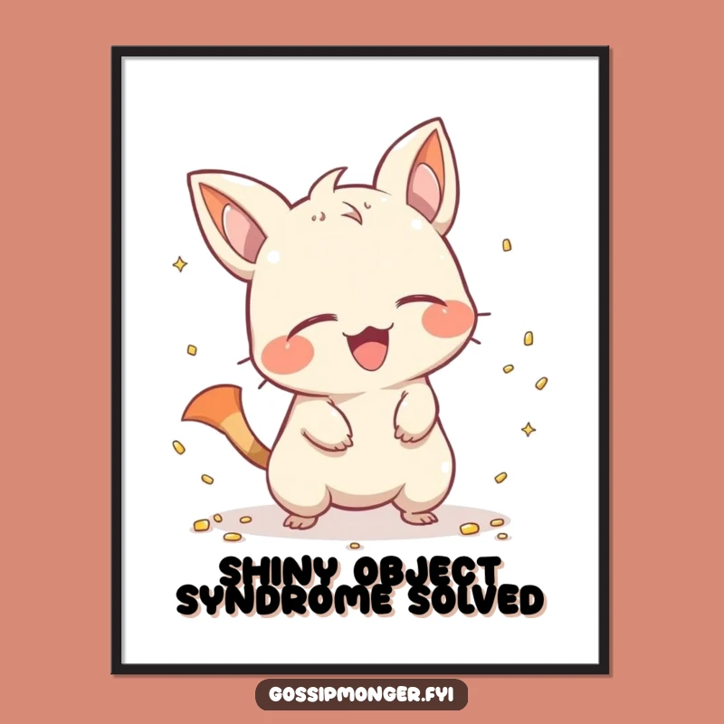 Funny Free Printable Wall Art: Mischievous Creature Shiny Scramble Quirky