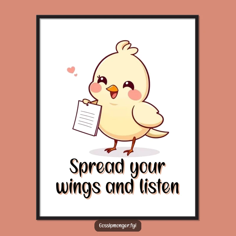 Free Printable Wall Art: Gossiping Bird Art, Funny Downloadable Decor Gift