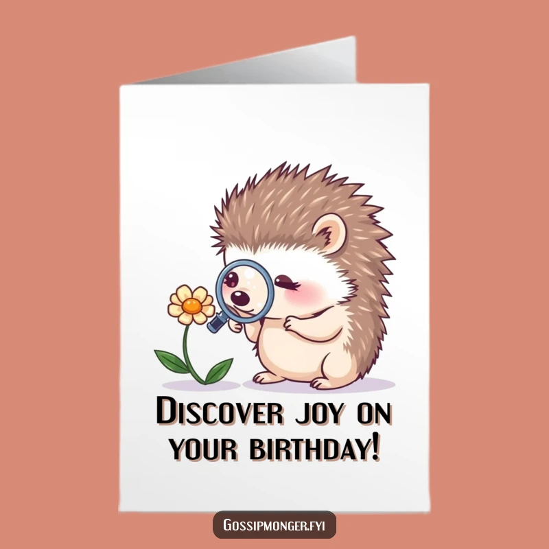 Free Printable Birthday Card: Hedgehog Explorer - Curious Downloadable Gift