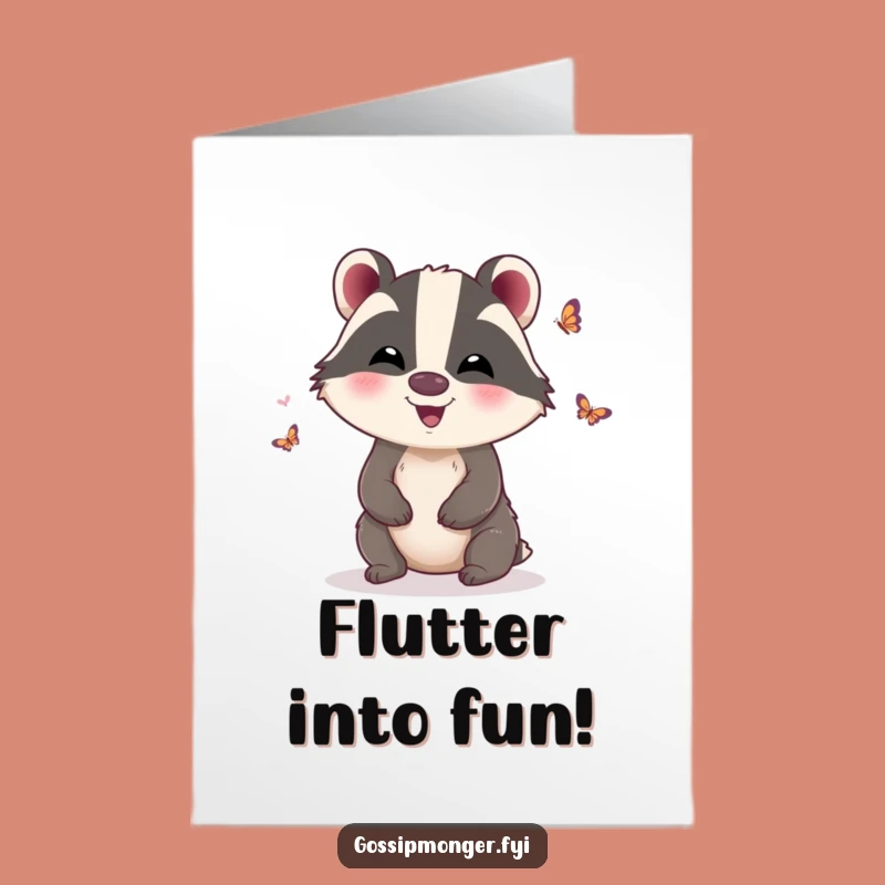 Free Printable Birthday Card: Funny Badger Gossip Wings, Hilarious Downloadable Gift!